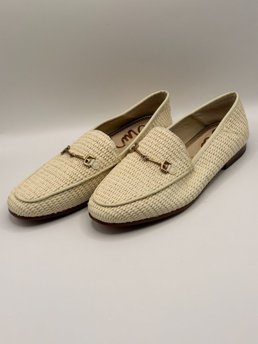 Sam Edelman Womens Loraine White Linen Slip On Loafers Sz 10